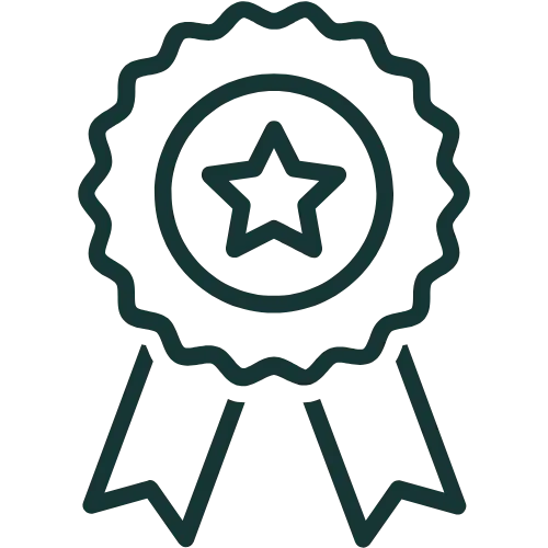 Auszeichnungs-Icon mit Stern und Band als Symbol für geprüfte Qualität, Zertifizierung und Premium-Standard auf transparentem Hintergrund.